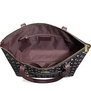 Coach Butterfly Zip Top Taylor Tote Black White
